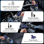 KMM Handheld Car Vacuum Cleaner, 9000Pa Vacuum Cleaner and Air Duster, 120W High Power Hand Held Vacuum with LED Light and Mu