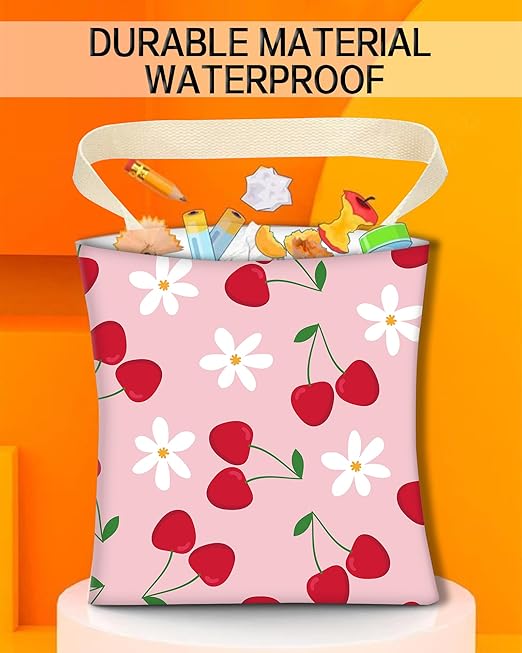 Car Trash Can, Durable Hanging Car Trash Garbage Bag, Cute Automotive Garbage Cans Organizer, Cute Pink Cherry
