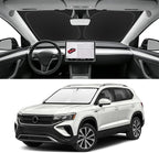 Custom Fit Windshield Sun Shade for VW Taos 2022-2026, Blocks UV & Heat, Front Window Sunshade Accessories, Easy Fold & Store Keep Your Car Cooler
