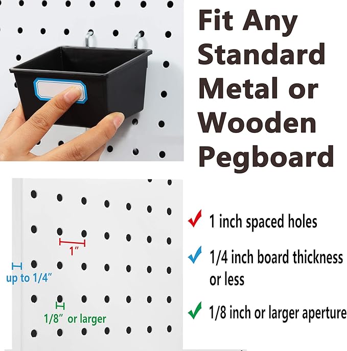 Pegboard Hooks Assortment, for Organizing Various Tools, with Pegboard Bins, 107 PCS, 48 of Which are Locks