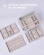 Lolalet Jewelry Box Organizer, 8-Layer Jewelry Organizers and Storage Case with Glass Lid, Ring Earring Bracelet Necklace Hol