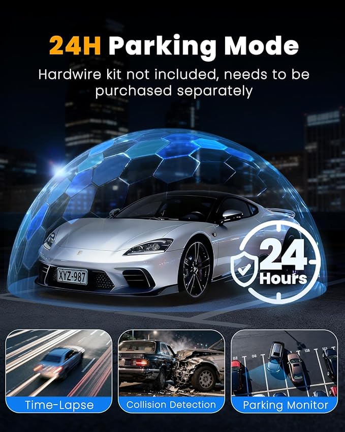 4 Channel 360° Dash Cam Front Rear Inside & Left Right,4K+1080P*3 FHD Car Camera,5GHz WiFi & App Control,8 IR Lamps Night Vis