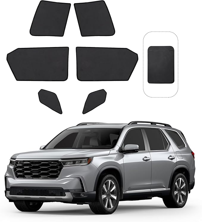 Front Side Half Window Shade Foldable Custom Fit for Hon-da Pilot SUV 2025 2026 Car Window Shades for Side Window Sun Shade UV Protection Heat Insulation for Camping Sleeping 6PCS