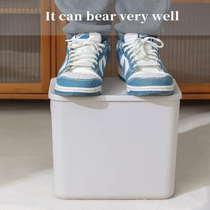 Yishyfier Plastic Storage Baskets With Lid Organizing Container Lidded Knit Storage Organizer Bins for Shelves Drawers Deskto