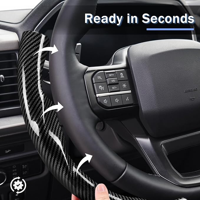 Steering Wheel Cover for Ford F150 2021-2025/ F-150 Lightning 2022-2025/ F250 F350 F450 F550 2023-2025/ Ford Expedition 2022-2024 Car Steering Wheel Cover Protector Accessories for Ford(Glossy Black)