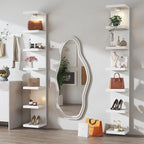 White 7-Tier Vertical Wall Shelf Unit with USB Rechargeable Led Light (Remote Controlled),Versatile Floating Display Shelves,