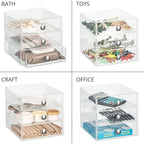 iDesign Stackable 3-Drawer Makeup Organizer for Bathroom or Vanity Storage - Set of 2 - Clear