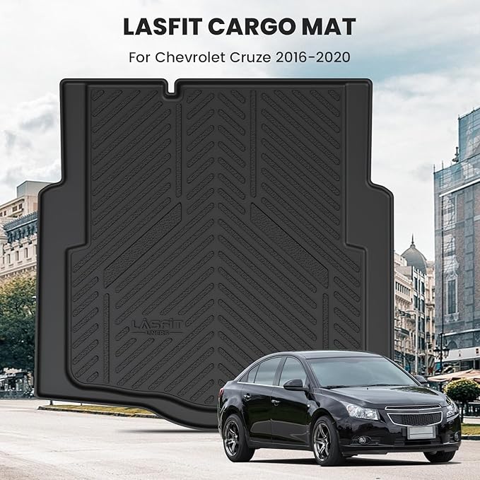 LASFIT Trunk Mat for Chevrolet Chevy Cruze 2016-2020 (Not for 2016 Cruze Limited), Only Fit Cargo with Spare Tire, All Weather TPE Custom Fit Cargo Mat Trunk Liner (Fit Sedan, Not for Hatchback)