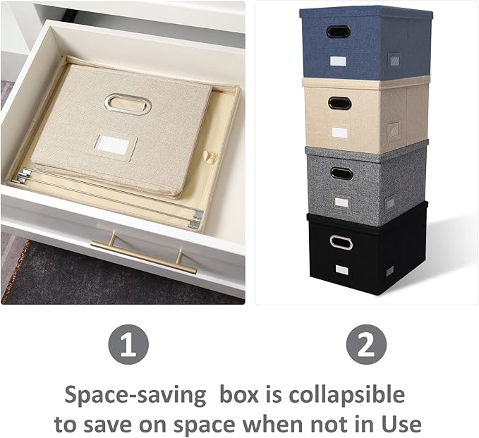 File Organizer Collapsible Storage Box for Office File Box with Lids Document Organizer for Office and Home Easy Slide Durabl