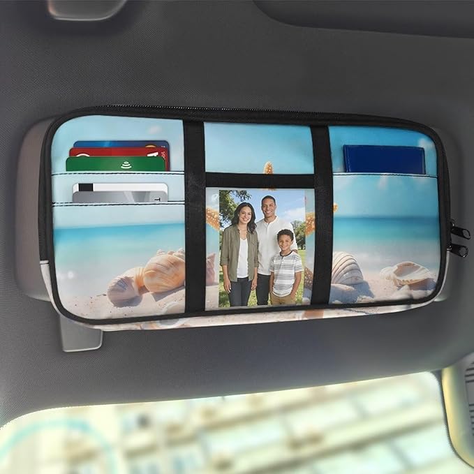 Funny Starfish Car Sun Visor Organizer with Card Holder Car Visor Organizer Fashion Cars Accessories Easy to Store Universal for SUV Truck Van