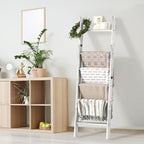 Honest Blanket Ladders for The Living Room, 6-Tier Blanket Holder, Wall-Leaning Blanket Rack, Ladder Shelves, Wooden Quilt La
