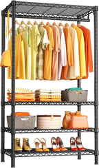 Ulif H4 Portable Closets, 4-Tier Metal Clothes Garment Rack for Bedroom and Cloakroom, Clothing Closet Storage and Organizer 