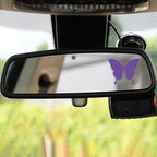 Dotesy 3 PCS Bling Rearview Mirror Cover, Elastic PU Leather Auto Rear View Mirror Protector with Butterfly Car Interior Accessories Universal for Car, SUV, VAN (Purple)