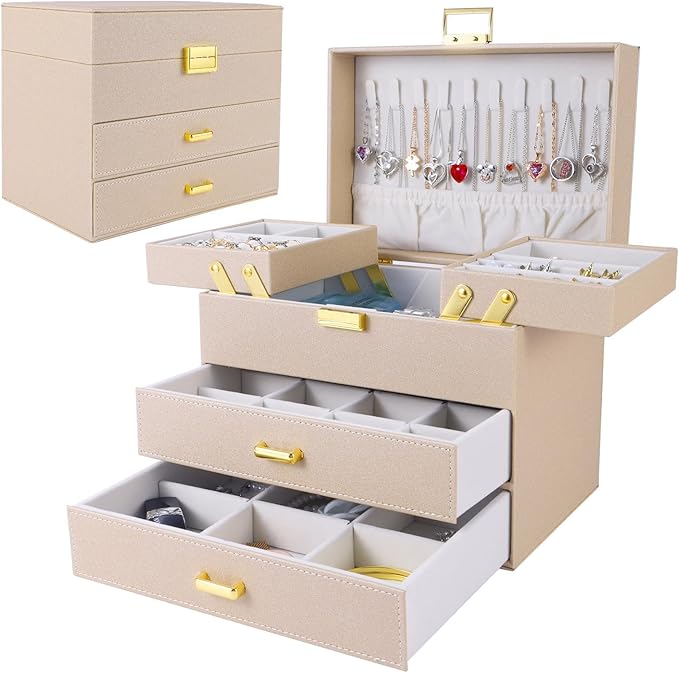 Dajasan Jewelry Organizer Box, Jewelry Holder Organizer Box, PU Leather Jewelry Box, Gift Idea for Valentine's Day, Birthday,