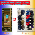 Wall Mounted Hat Rack for Baseball Caps - 2 Packs, 20 Capacity Hat Organizer, Space Saving Hat Storage Rack for Closet, Door,