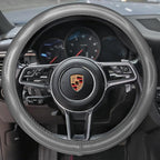 HAOKAY Top Grade Gray Genuine Leather Steering Wheel Cover Men Women, Luxury Steering Wheel Cover for Cars, SUVS and Trucks, Universal 14.5-15 inch