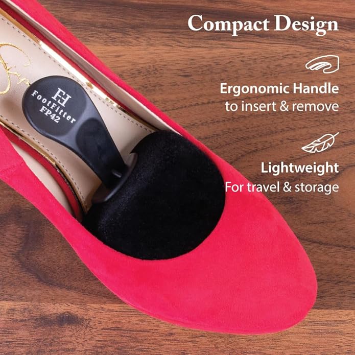 FootFitter Foam Shoe Trees with Handle for Women’s High Heels, Round Toe Travel Insert for Shoe Shape & Crease Protection