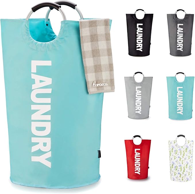 Caroeas 125L Laundry Basket,Large Laundry Hamper, Laundry Bag with Padded Handles, Clothes Hamper Stands Up Well, Collapsible