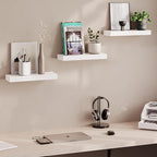 Ballucci Floating Shelves, 16" Wood Wall Shelf Set of 3, Invisible Brackets Floating Shelf for Wall Decor Living Room, Bathro