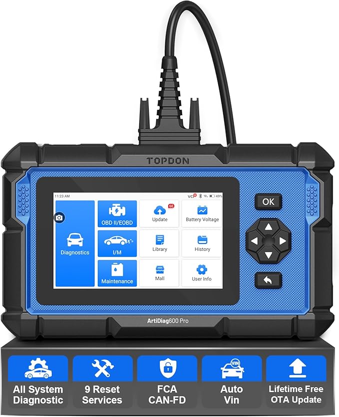 ArtiDiag600 Pro OBD2 Scanner Diagnostic Tool - TOPDON Automotive Scan Tool with Full Systems, Car Code Reader with 9 Reset