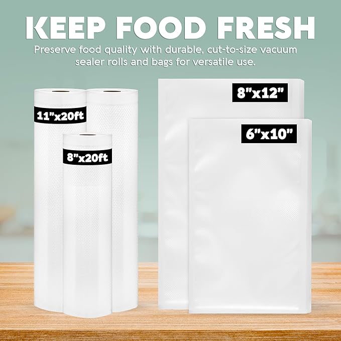 Avid Armor Vacuum Sealer Bags & Rolls – Heavy Duty, BPA-Free, Pre-Cut & Custom-Sized for Food Storage, Meal Prep & Sous Vide 