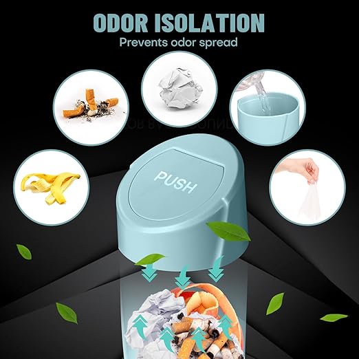 Car Trash Bin with Lid-2 Packs Garbage Can Cup Holder-Dark Green Mini Leakproof Vehicle Trash Bin with 40pcs Trash Bags-Car Organizers and Storage for Front Back Seat Accessories