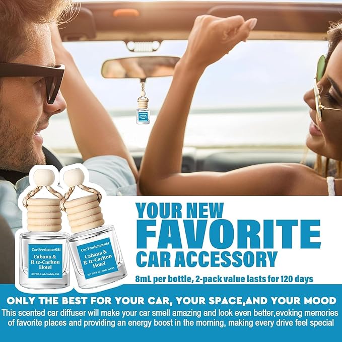 C Classy Car Air Freshener Hanging 2 Pack, Cabana Hotel Scent Essential Oil Diffuser for Cars, Long-Lasting Fragrance,Cute Ca