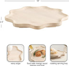 Kate and Laurel Alezar Mango Wood Wavy Round Lazy Susan Tray, 18 Inch Diameter, Light Bleached Wood, Scalloped Wooden Counter