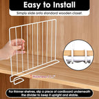 Shelf Dividers, 8 Pack Closet Organizers and Storage, Metal Closet Dividers Shelf Organizer for Wood Shelves, Linen Closet Or