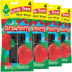 LITTLE TREES Car Air Freshener | Vent Wrap Provides Long Lasting Scent, Invisibly Fresh | 16 Air Fresheners | Strawberry
