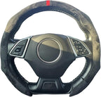 Quick Install Sporty Suede Leather Steering Wheel Cover with Red Top Trim Universal fit Any 14½" to 15" Car SUV Pickup Steering Wheel