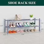 Smiry Shoe Rack, 2 Tier Thick Long Bamboo Shoe Organizer, Stackable Free Standing Wooden Shoe Storage Shelf for Closet, Entry