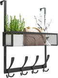 Kaiferty Over The Door Hooks Organizer,Over Door Hanger Towel Rack Mesh Basket with 12 Hooks,Back of Door Storage Organizer f