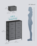 SONGMICS BELLAH Collection - Dresser for Bedroom, Chest of Drawers, Storage Organizer Unit, Closet, Entryway, Steel, 8 Drawer