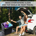 Car Trash Can for Vehicles Leakproof Compact Garbage Bin w/Stability Flap, Anti-Slip Base, Portable Trash Holder for Cars, Trucks, SUVs, Minivans (Black, Large)