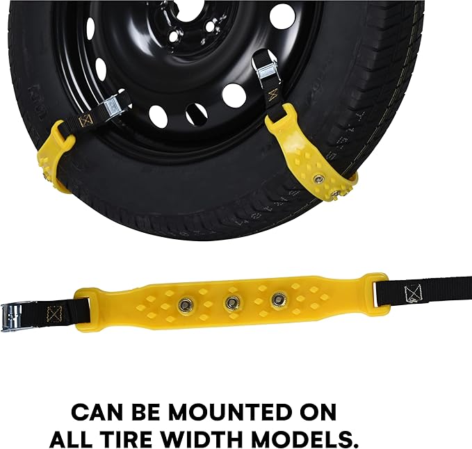 Boulder Tools Adjustable Anti-Slip Tire Chains for Car, Truck, SUVs - Compatible for (7.2-11.6 inch) Tires, Easy Install and 