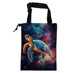 Colorful Galaxy Nebula Car Garbage Bag Sea Turtle Drawstring Car Trash Bag Hanging for Back Seat with Adjustable Buckle Canvas Vehicle Trash Can Easy-to-Install