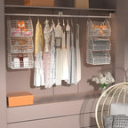 PUPPYCUTE Hanging Closet Organizer and Storage, Clothes Hanging Shelves Wire Baskets for Clothing Sweaters Purse Handbags Sho