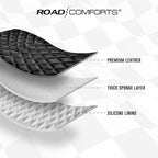 Road Comforts Leather Steering Wheel Cover – Black & Yellow, Universal Fit 14.5-15 Inch, Microfiber Leather, Anti-Slip & Brea