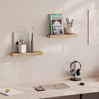Ballucci Floating Shelves, 16" Wood Wall Shelf Set of 2, Invisible Brackets Floating Shelf Bathroom Wall Decor, Living Room, 