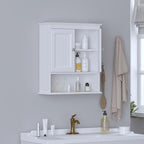 Spirich Bathroom Cabinet Wall Mounted with Doors, Wood Hanging Cabinet with Doors and Shelves Over The Toilet, Bathroom Wall 