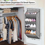 SLEEPING LAMB Over the Door Shoe Organizer for Closet, Short Hanging Shoe Rack with Large Deep Pockets, Narrow Door Sneaker S