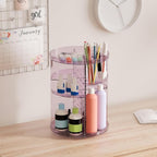Rotating Makeup Organizer for Vanity, DIY Adjustable Tray Spinning Skincare Organizers Countertop, Cosmetic Display Case with