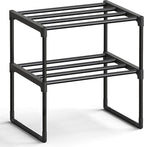 SONGMICS Shoe Rack, 2-Tier Shoe Organizer, Metal Storage Shelf, Upright or Upside Down, for 3-6 Pairs, Stackable, for Entrywa