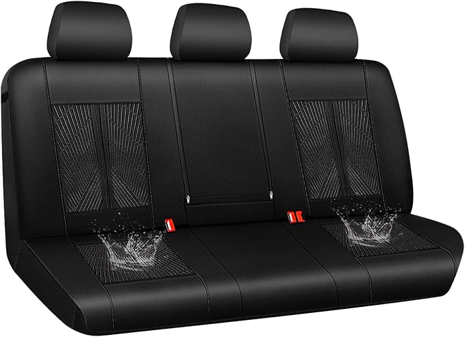 CAR PASS Leather Oxford Rear Seat Covers, Waterproof Back Seat Covers,All-Weather Non-Slip Durable, Universal Fit for SUVs Se