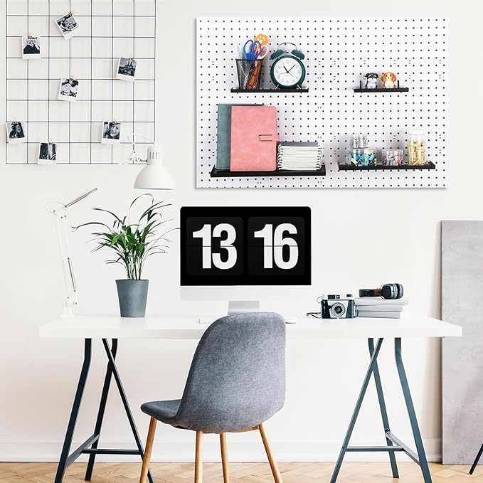Lineshading 4 Pcs Pegboard Shelves, 7X 3'', 10 x 4'', 12 x 5 Inch, 14 x 6 Inch Metal Shelf Brackets Pegboard Tray Accessories