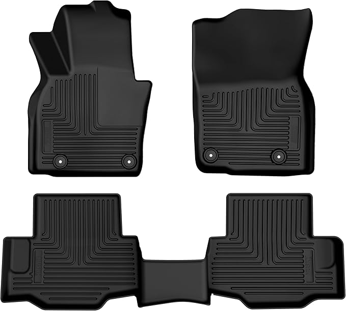 Husky Liners Weatherbeater Floor Mats | Fits 2024-2026 Mazda CX-90, 2025 Mazda CX-70 | Front & 2nd Row, 3-pc Black - 95481