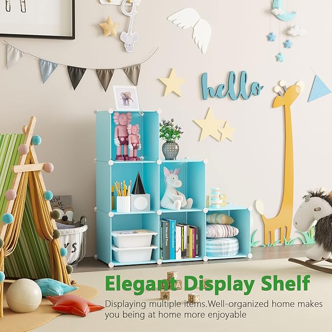 C&AHOME Cube Storage Organizer, 6-Cube Shelves Units, Closet Cabinet, DIY Plastic Modular Book Shelf, Ideal for Bedroom, Livi