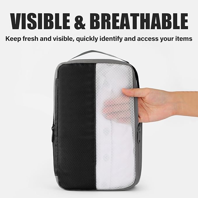 6 Set Compression Packing Cubes for Travel, Lightweight and Space-Saving Luggage Organizer Bags, Sturdy Travel Essentials for