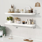 Axeman 36 Inch Floating Shelves for Wall, 9.3" Deep Crown Molding Wood Display Shelf with Heavy Duty Invisible Brackets for L